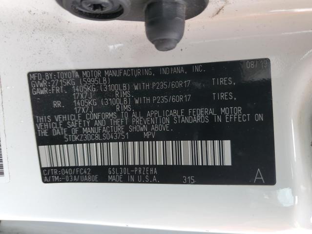 5TDKZ3DC8LS043751 - 2020 TOYOTA SIENNA LE WHITE photo 14