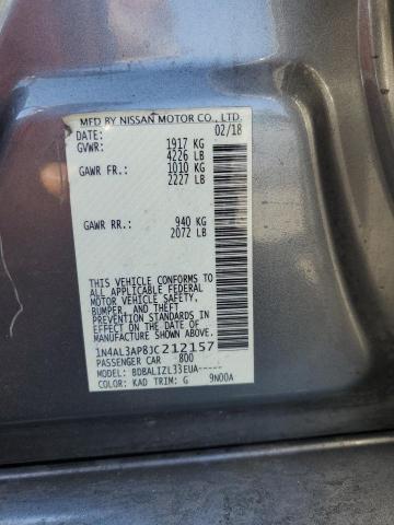 1N4AL3AP8JC212157 - 2018 NISSAN ALTIMA 2.5 GRAY photo 12