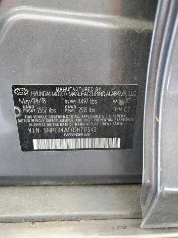5NPE34AF0JH717543 - 2018 HYUNDAI SONATA SPORT Մոխրագույն լուսանկար 12