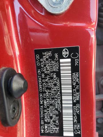 JTDS4MCE0MJ058847 - 2021 TOYOTA COROLLA SE MAROON photo 12