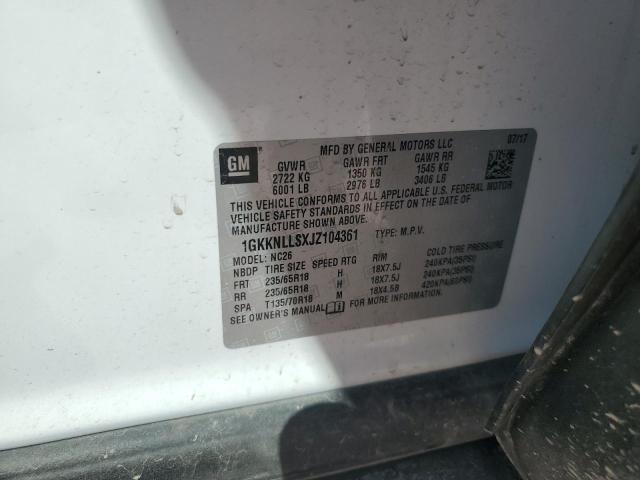 1GKKNLLSXJZ104361 - 2018 GMC ACADIA SLE WHITE photo 12