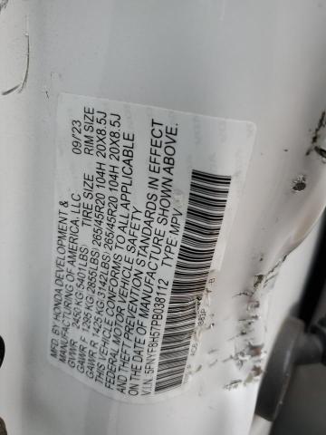 5FNYF8H57PB038112 - 2023 HONDA PASSPORT EXL WHITE photo 12