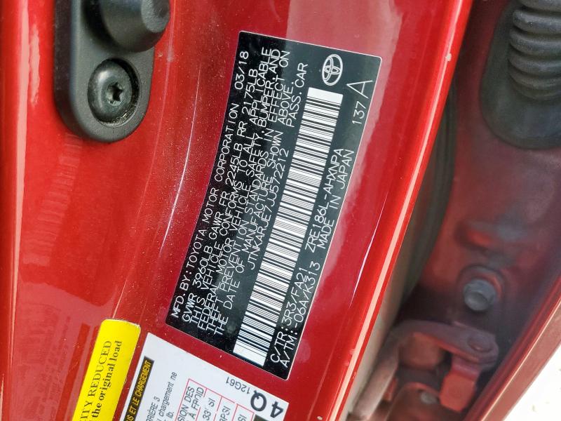 JTNKARJE7JJ572212 - 2018 TOYOTA COROLLA IM Красный фото 13