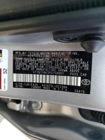 4T1G11AK3PU759001 - 2023 TOYOTA CAMRY SE NIGHT SHADE SILVER photo 12