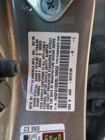 1HGFA16826L100832 - 2006 HONDA CIVIC EX GRAY photo 13