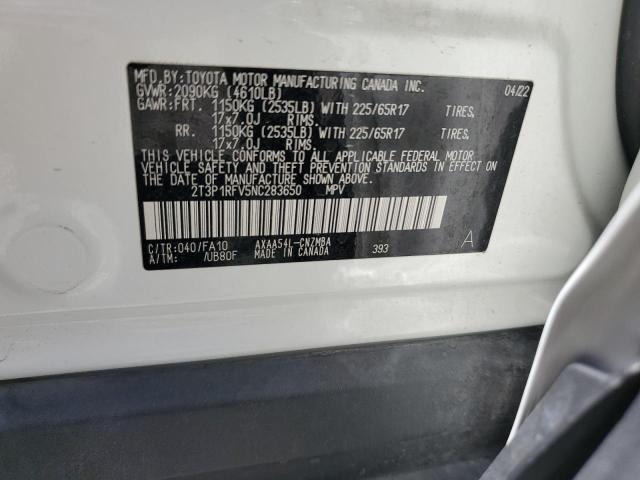2T3P1RFV5NC283650 - 2022 TOYOTA RAV4 XLE WHITE photo 14