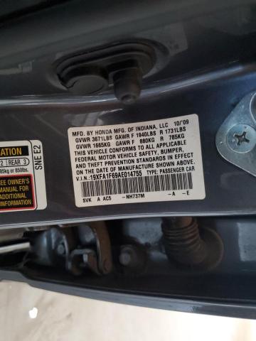 19XFA1F69AE014755 - 2010 HONDA CIVIC LX-S Մոխրագույն լուսանկար 12