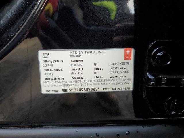 5YJSA1E28JF266827 - 2018 TESLA MODEL S Սև լուսանկար 12