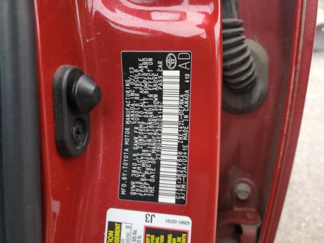 2T1BU4EE3DC041467 - 2013 TOYOTA COROLLA BASE RED photo 12