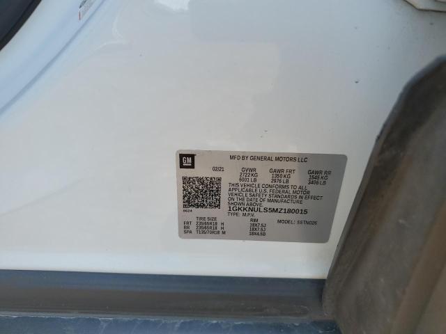 1GKKNULS5MZ180015 - 2021 GMC ACADIA SLT WHITE photo 12