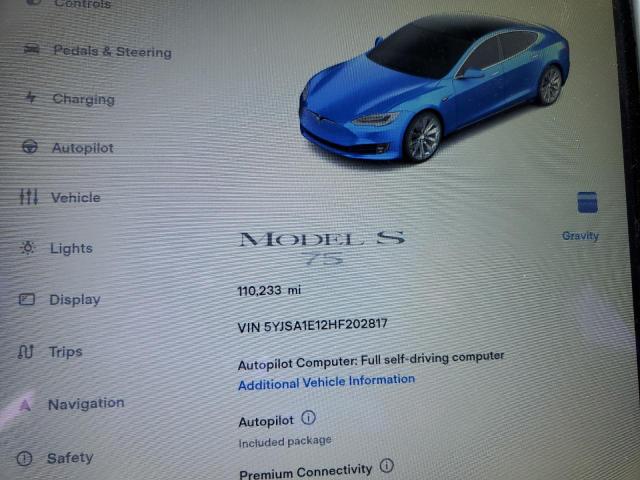 5YJSA1E12HF202817 - 2017 TESLA MODEL S BLUE photo 9