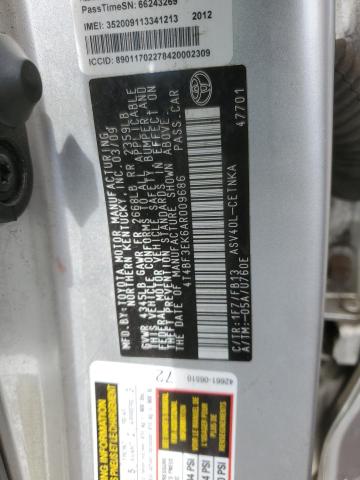 4T4BF3EK6AR009686 - 2010 TOYOTA CAMRY BASE SILVER photo 12