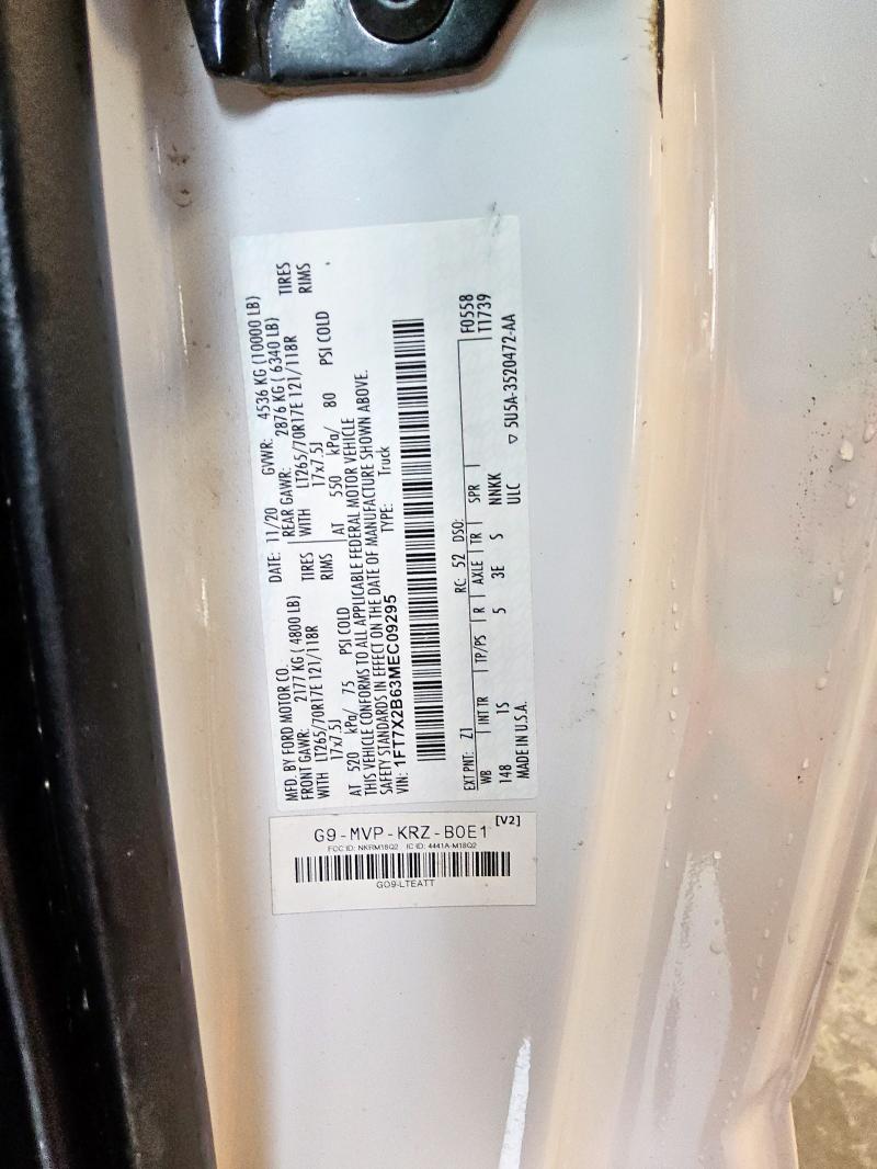 1FT7X2B63MEC09295 - 2021 FORD F250 SUPER DUTY WHITE photo 12