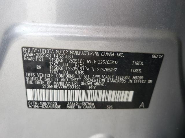 2T3WFREV7HW383198 - 2017 TOYOTA RAV4 XLE SILVER photo 13