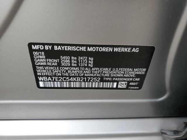 WBA7E2C54KB217252 - 2019 BMW 740 I SILVER photo 12
