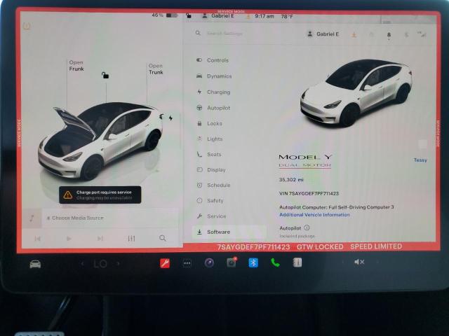 7SAYGDEF7PF711423 - 2023 TESLA MODEL Y 白色 照片 9