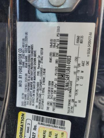 3LN6L5A91LR614003 - 2020 LINCOLN MKZ BLACK photo 12