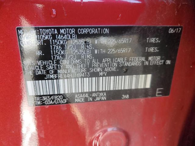 JTMBFREV4HJ169413 - 2017 TOYOTA RAV4 LE Kırmızı fotoğraf 13