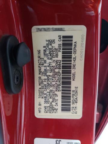 5YFBU4EE4DP109842 - 2013 TOYOTA COROLLA BASE Красный фото 13