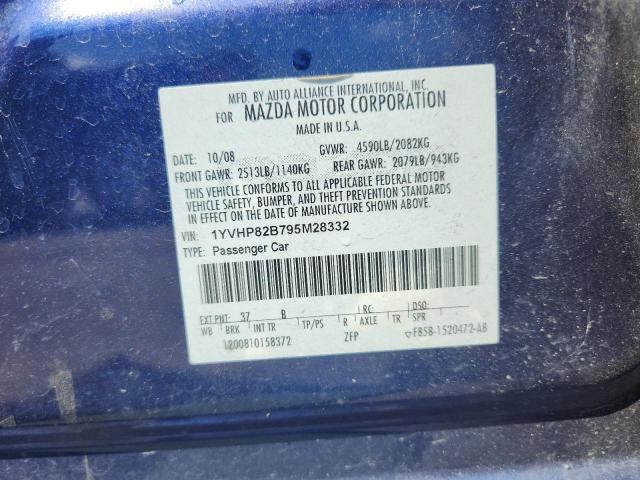 1YVHP82B795M28332 - 2009 MAZDA 6 S BLUE photo 12