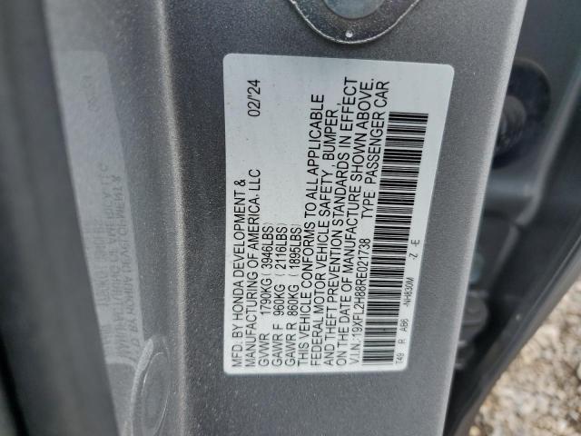 19XFL2H88RE021738 - 2024 HONDA CIVIC SPORT SILVER photo 12