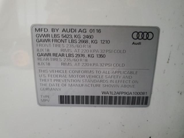 WA1L2AFP9GA100081 - 2016 AUDI Q5 PREMIUM PLUS WHITE photo 13