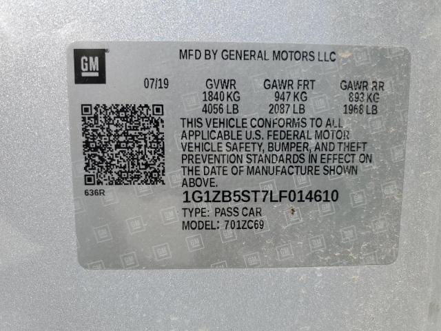 1G1ZB5ST7LF014610 - 2020 CHEVROLET MALIBU LS Сріблястий фото 12