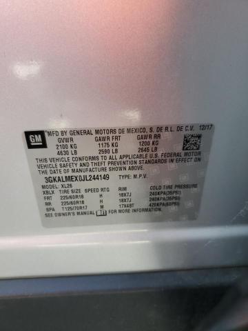 3GKALMEX0JL244149 - 2018 GMC TERRAIN SLE ვერცხლისფერი ფოტო 12