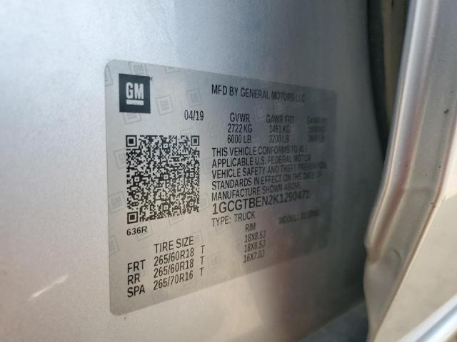 1GCGTBEN2K1290471 - 2019 CHEVROLET COLORADO Gümüş foto 12