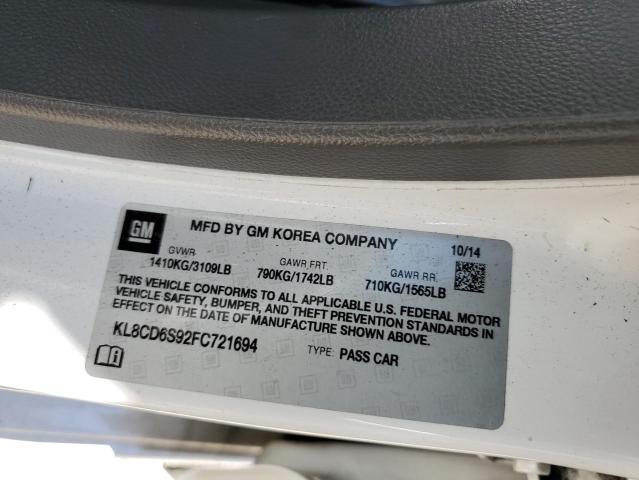 KL8CD6S92FC721694 - 2015 CHEVROLET SPARK 1LT WHITE photo 13