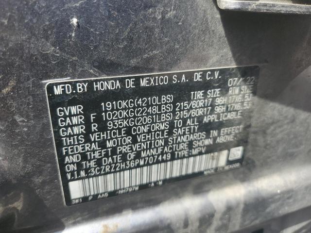 3CZRZ2H36PM707449 - 2023 HONDA HR-V LX GRAY photo 12
