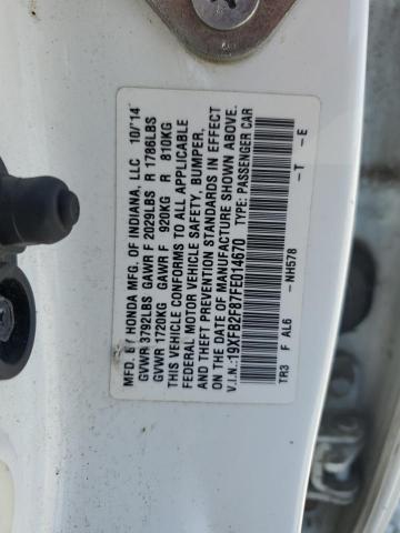 19XFB2F87FE014670 - 2015 HONDA CIVIC EX WHITE photo 12