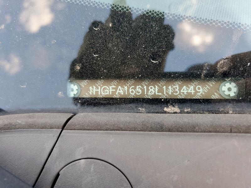 1HGFA16518L113449 - 2008 HONDA CIVIC LX Niebieski zdjęcie 12