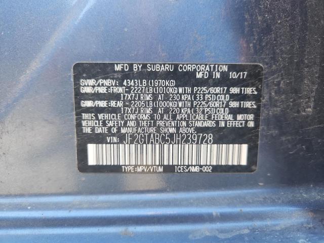 JF2GTABC5JH239728 - 2018 SUBARU CROSSTREK PREMIUM Mavi fotoğraf 13