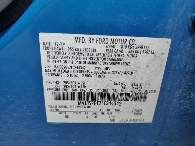 MAJ3S2GE7LC344342 - 2020 FORD ECOSPORT SE 蓝色 照片 14