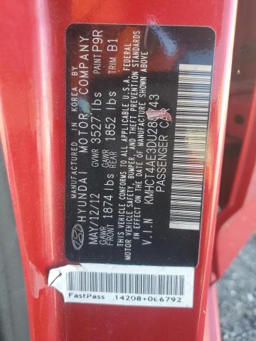 KMHCT4AE3DU288743 - 2013 HYUNDAI ACCENT GLS RED photo 12