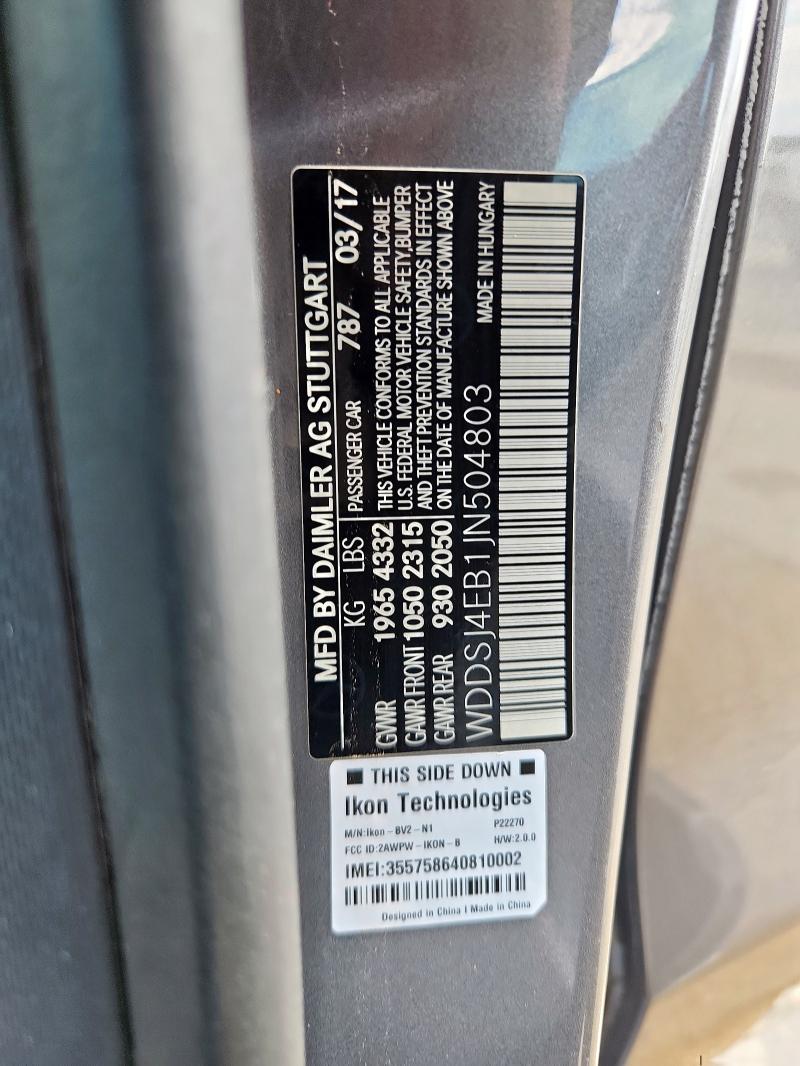 WDDSJ4EB1JN504803 - 2018 MERCEDES-BENZ CLA 250 رمادي صورة 12