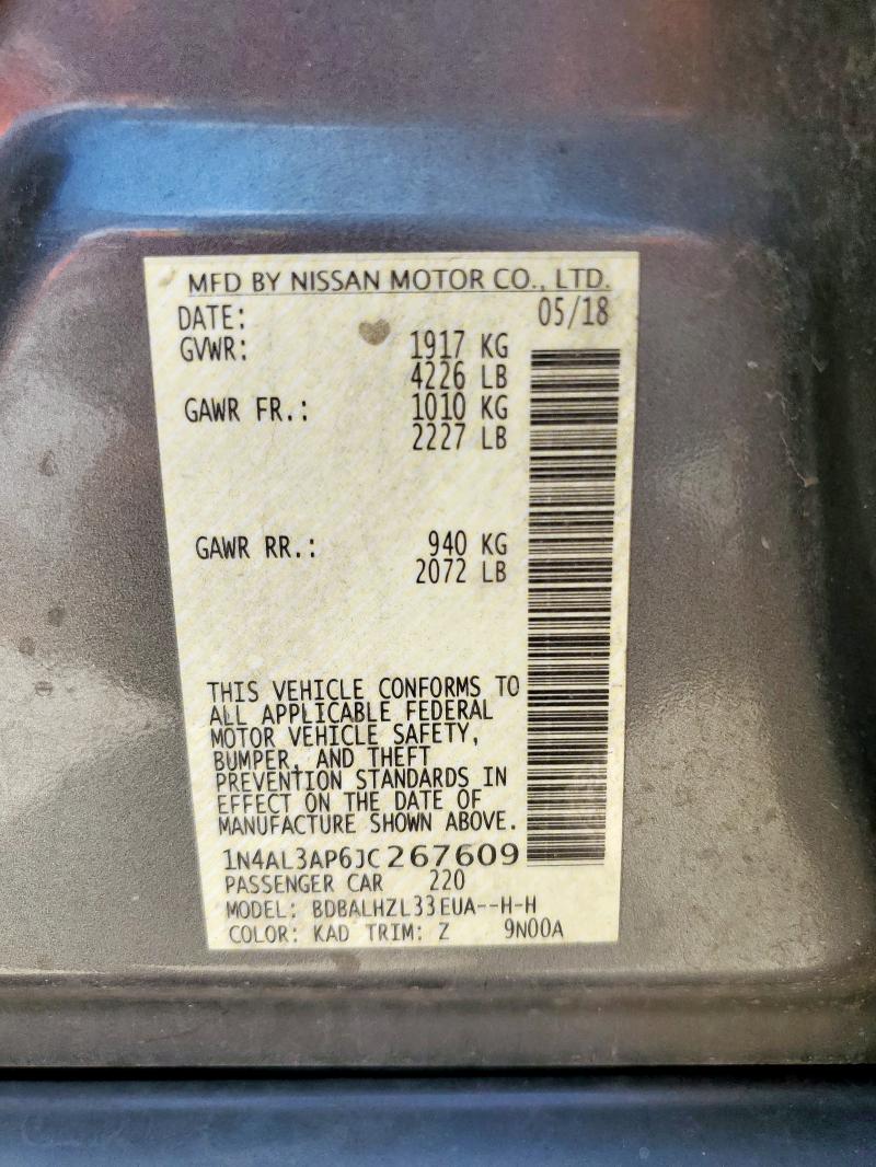 1N4AL3AP6JC267609 - 2018 NISSAN ALTIMA 2.5 ვერცხლისფერი ფოტო 12