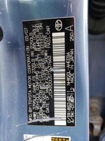 JTDKB20U577637663 - 2007 TOYOTA PRIUS BLUE photo 12