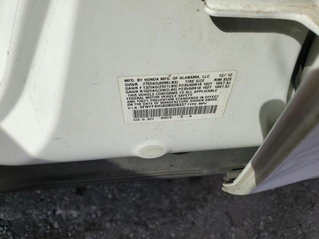 5FNYF4H58DB028337 - 2013 HONDA PILOT EXL WHITE photo 13