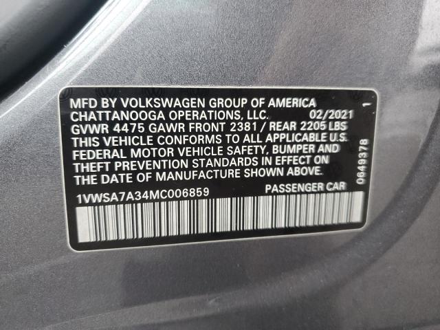 1VWSA7A34MC006859 - 2021 VOLKSWAGEN PASSAT SE 石墨色 照片 13