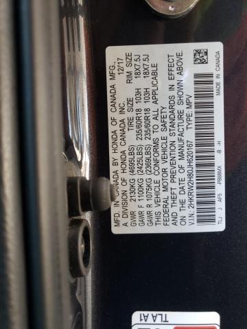 2HKRW2H80JH620167 - 2018 HONDA CR-V EXL GRAY photo 13