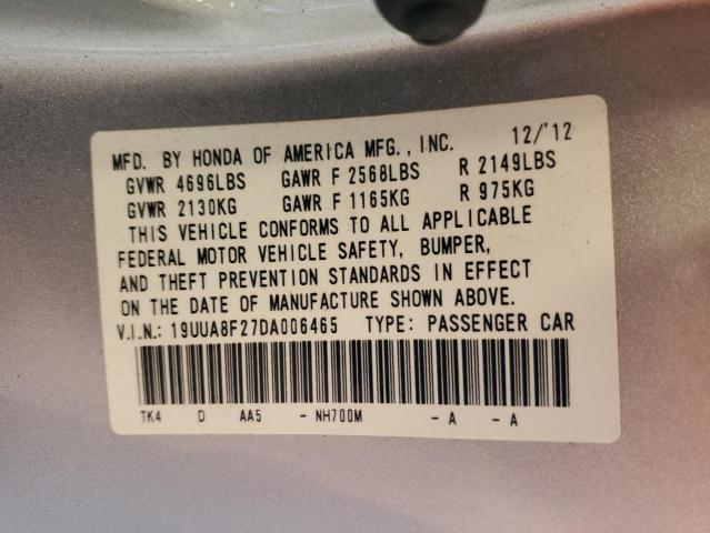 19UUA8F27DA006465 - 2013 ACURA TL SILVER photo 12