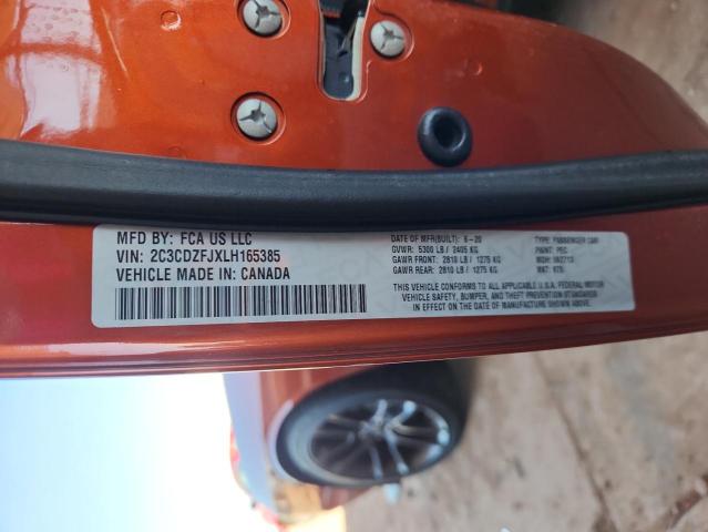 2C3CDZFJXLH165385 - 2020 DODGE CHALLENGER R/T SCAT PACK ORANGE photo 12