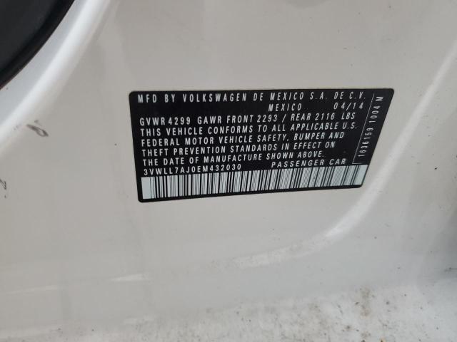 3VWLL7AJ0EM432030 - 2014 VOLKSWAGEN JETTA TDI WHITE photo 12