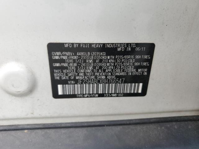JF2SHABCXBH766547 - 2011 SUBARU FORESTER 2.5X 白色 照片 13