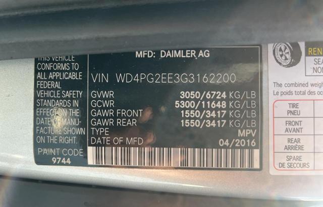 WD4PG2EE3G3162200 - 2016 MERCEDES-BENZ METRIS SILVER photo 10