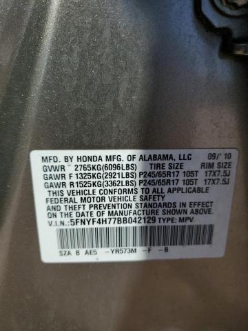 5FNYF4H77BB042129 - 2011 HONDA PILOT EXLN TAN photo 13