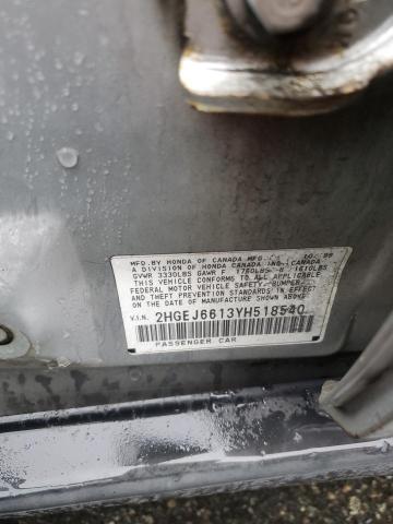 2HGEJ6613YH518540 - 2000 HONDA CIVIC BASE SILVER photo 13