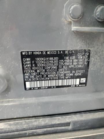 3CZRZ2H52RM767040 - 2024 HONDA HR-V SPORT GRAY photo 14